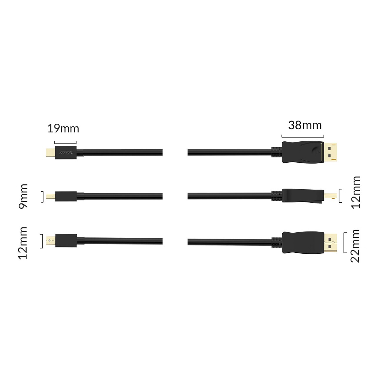 Orico XD-MDTH4 4K 30 Hz Mini DisplayPort til HDMI-kabel, 3 m – svart