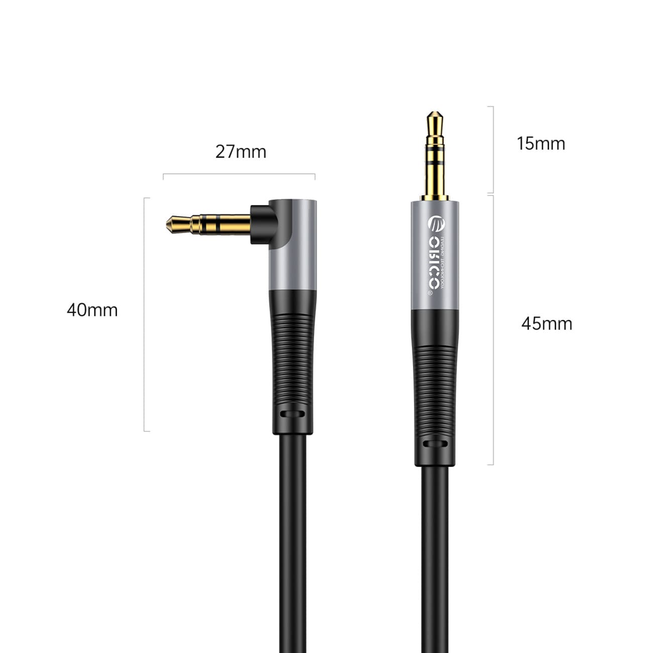 Orico AXW 3,5 mm mini-jack, hann-til-hann, vinklet lydkabel, 2 m – svart