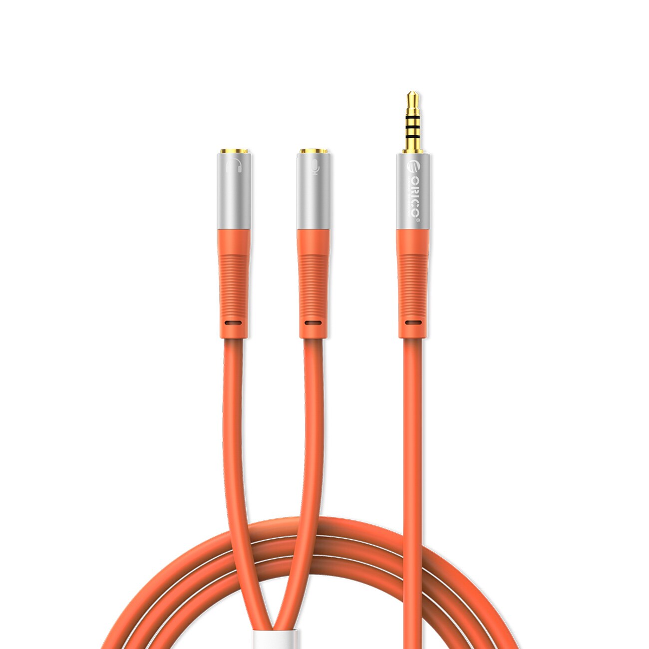 Orico AX2-10 lydkabel 3,5 mm minijack-splitter for hodetelefon/mikrofon, 1 m – oransje