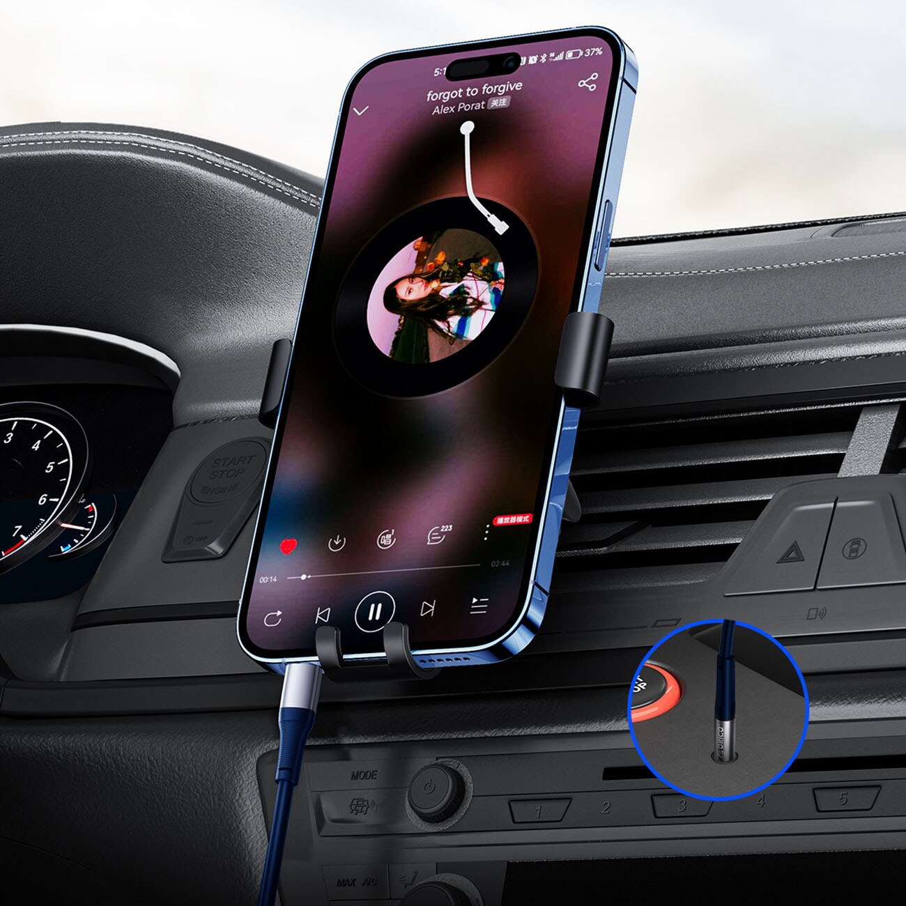 Orico AXC-02 USB-C til 3,5 mm jack-lydkabel, 20 cm – blå