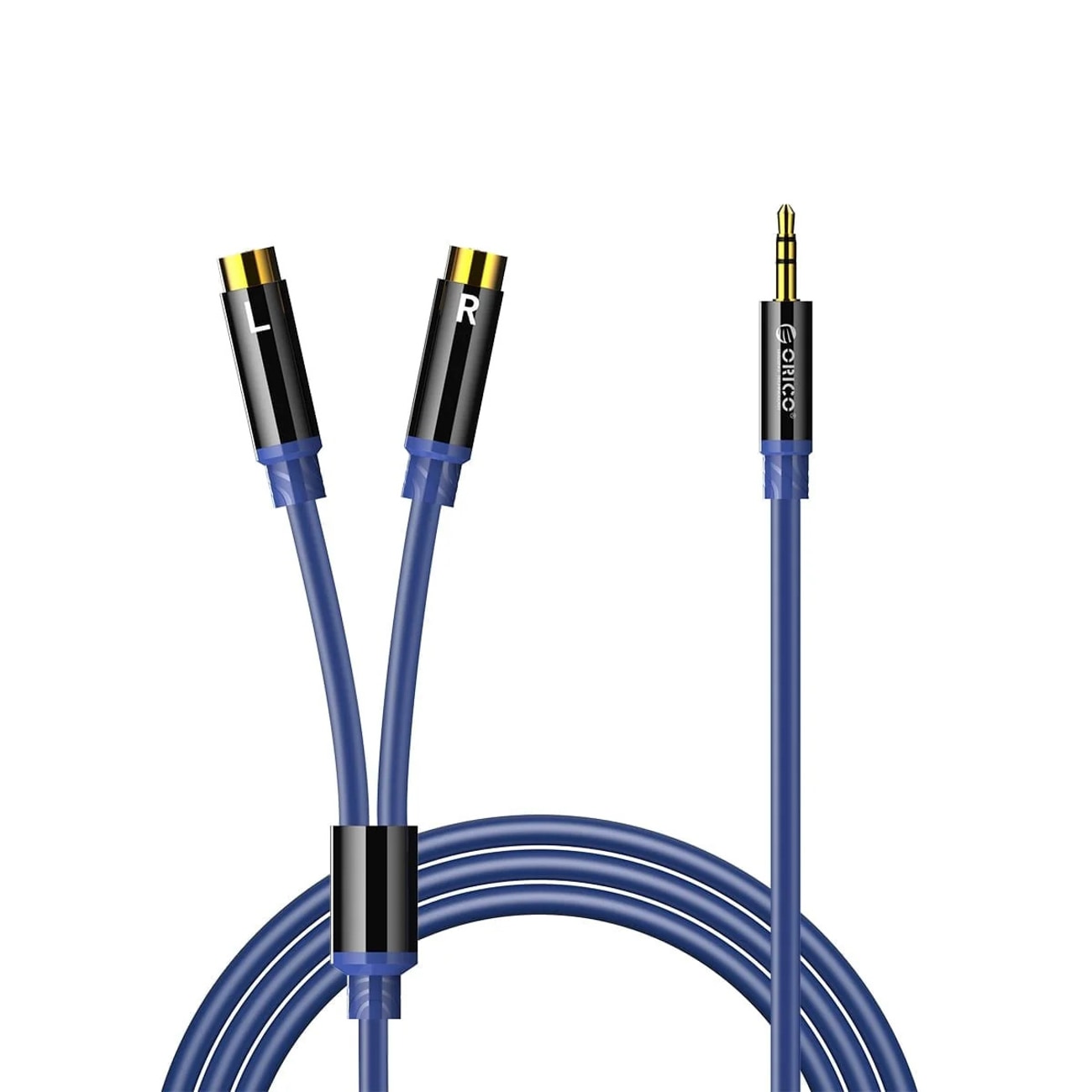 Orico AXRF lydkabel, 3,5 mm minijack til 2x RCA-hunnkontakt, 1,5 m – blå