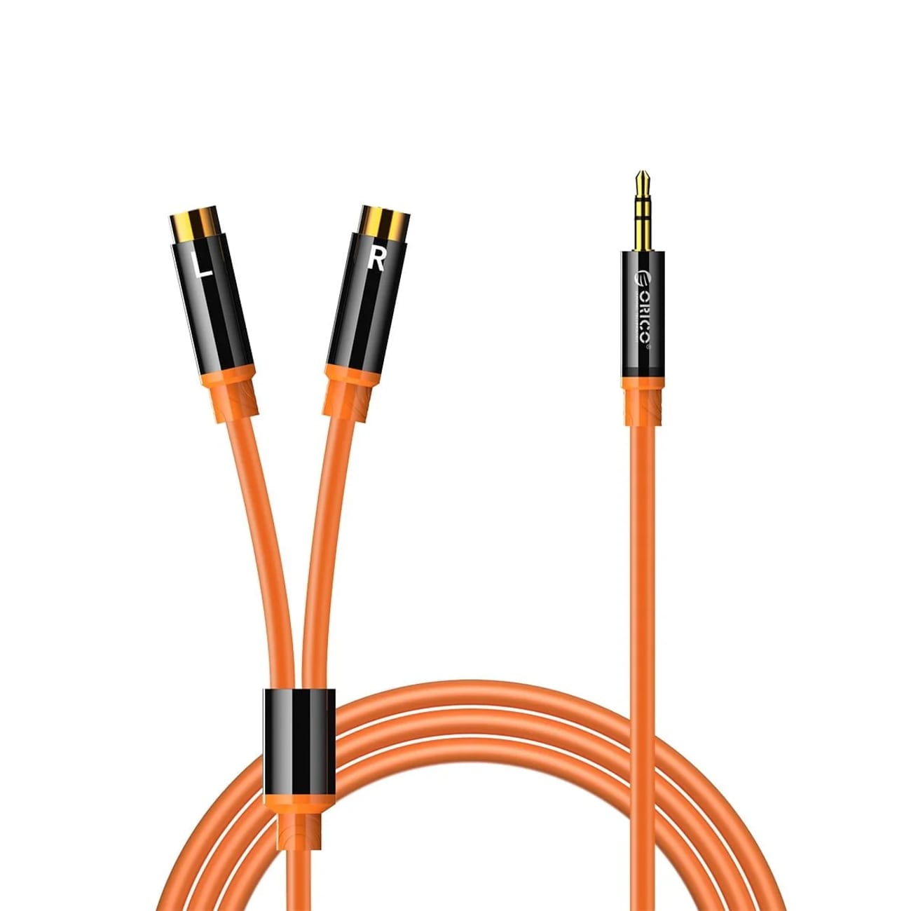 Orico AXRF lydkabel, 3,5 mm minijack til 2x RCA-hunnkontakt, 3 m – oransje