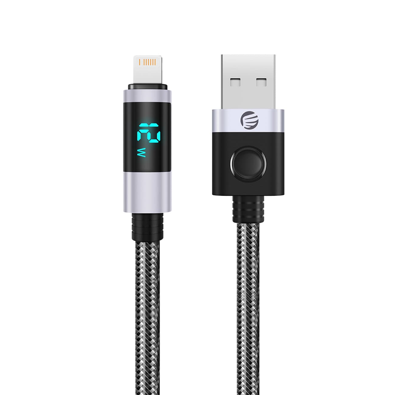 Orico LDA2L USB-A til Lightning-kabel 12 W med LED-display, 0,5 m – svart og sølv
