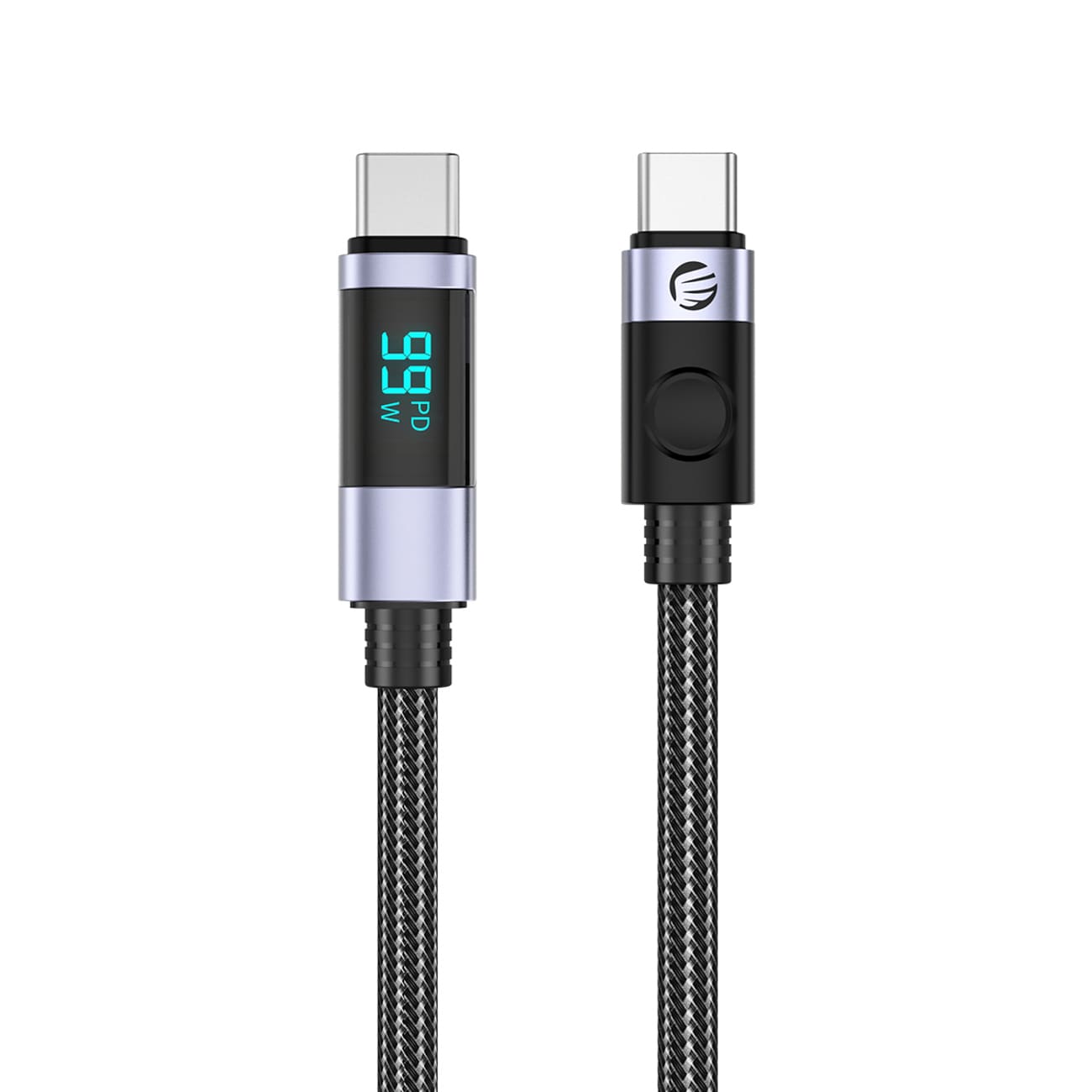 Orico LDC2C USB-C – USB-C PD 100 W-kabel med LED-display, 480 Mb/s, 2 m – 2 stk – svart