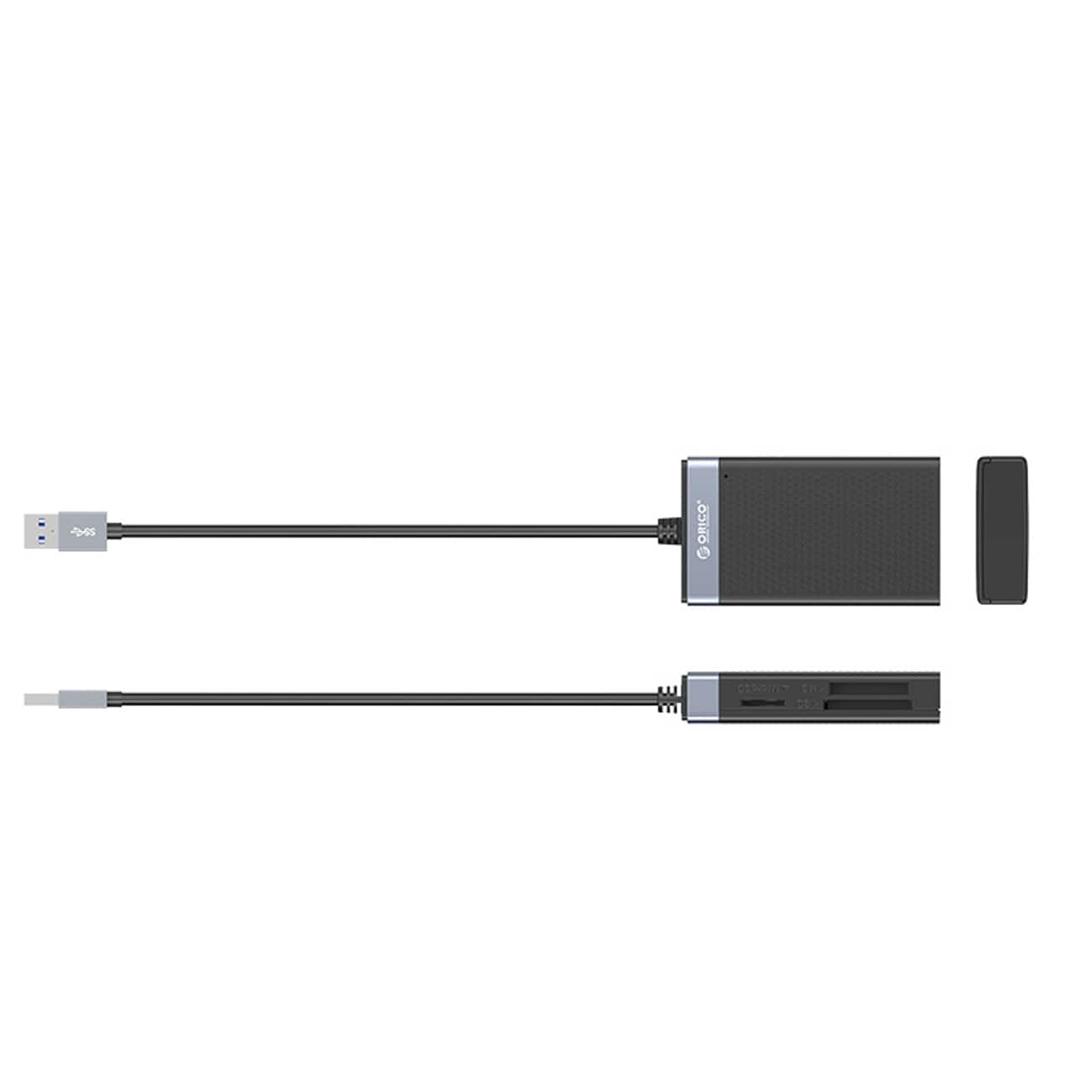 Orico CL4D-A3 USB-A 3.0 SD, microSD, CF, MS minnekortleser med 5 Gb/s – svart og sølv