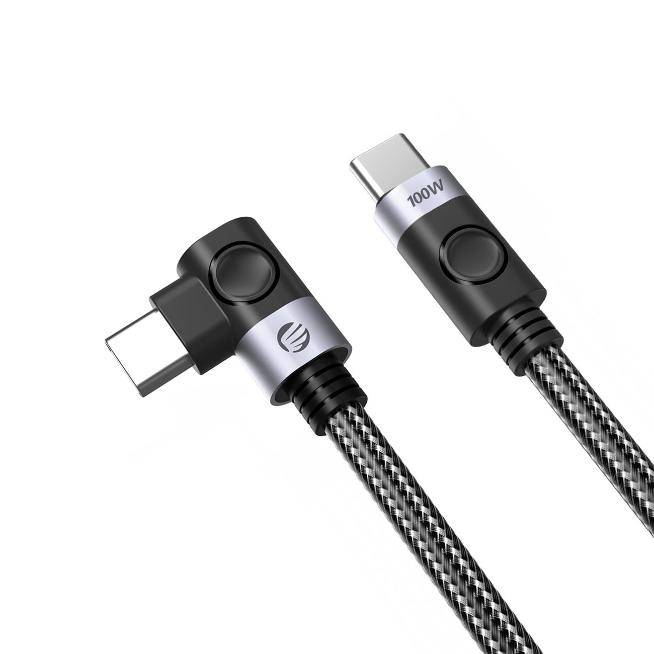 C2C PD100W hurtigladekabel for bærbar PC (rett vinkel), svart, 1 m