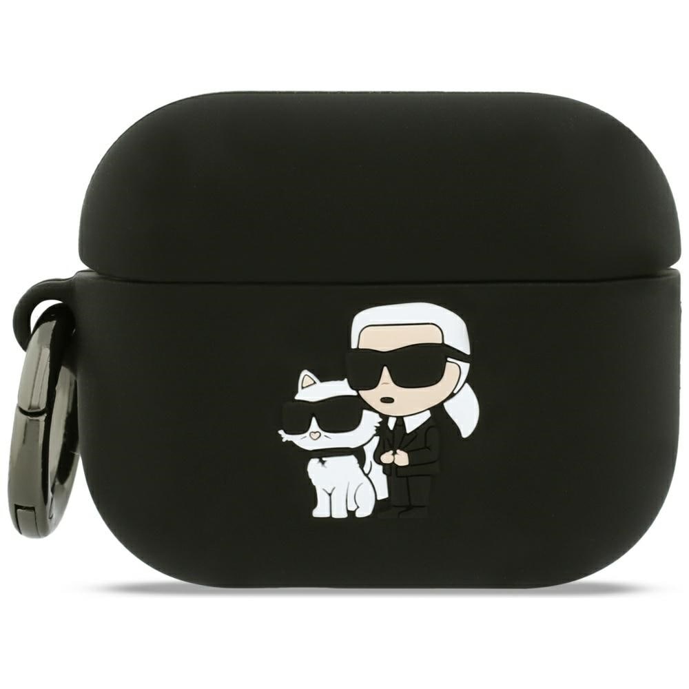Karl Lagerfeld silikonetui med 3D-motiv av Karl og Chaupette til AirPods Pro 3 – svart