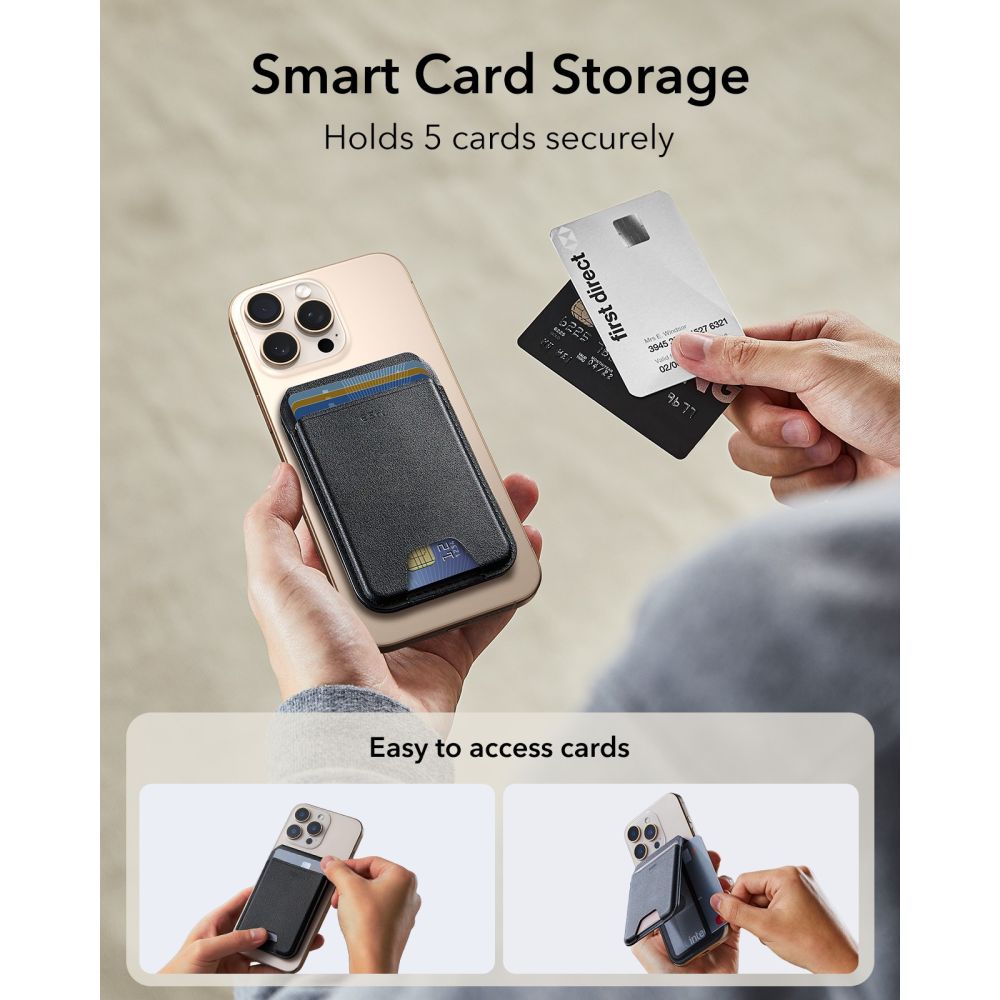 ESR Classic RFID-lommebokstativ med magnet og MagSafe – svart