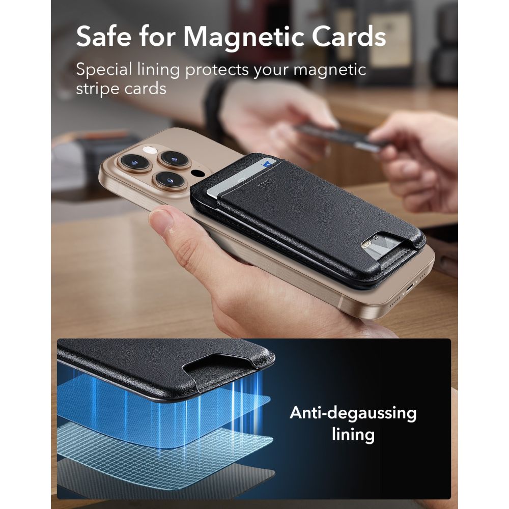 ESR Classic RFID-lommebokstativ med magnet og MagSafe – svart