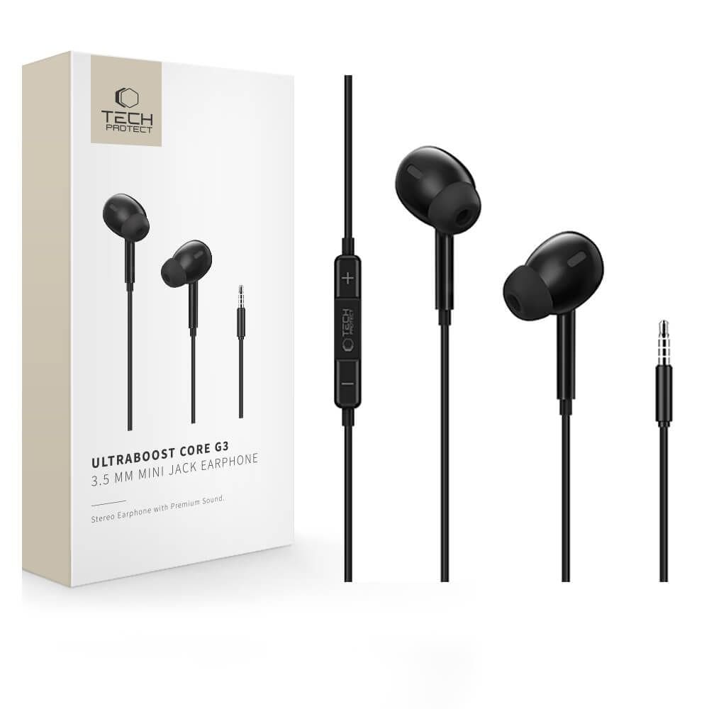 Tech-Protect Ultraboost Core G3 Mini Jack-hodetelefoner med ledning – svart