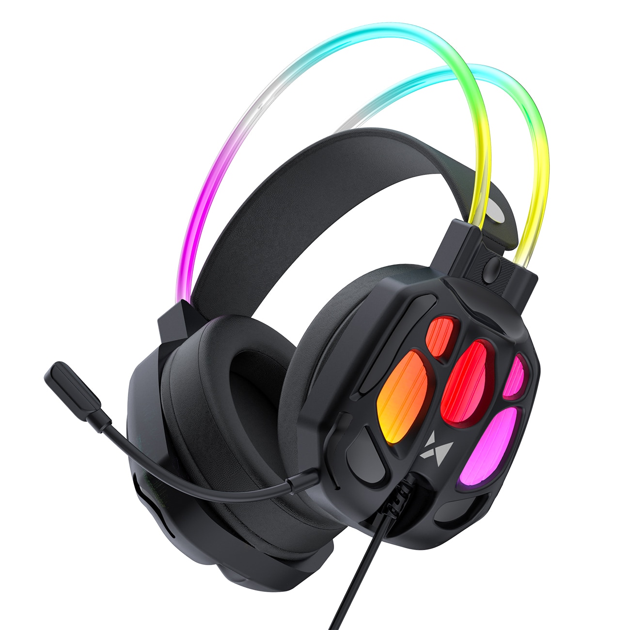 Wozinsky WSG-1118 kablet gaminghodetelefoner med mikrofon og RGB-bakgrunnsbelysning – svart
