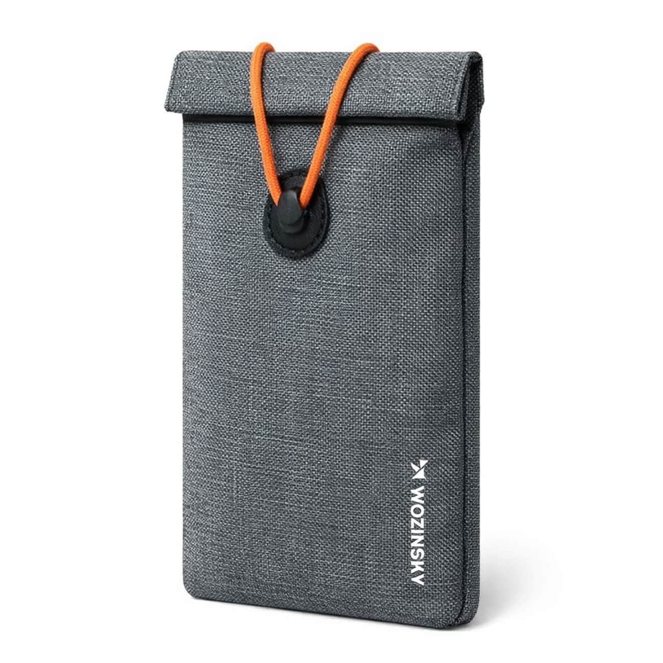 Wozinsky WPB-R12 RFID-blokkerende mobildeksel med klaff og snor, 21,5 x 12 cm – grå