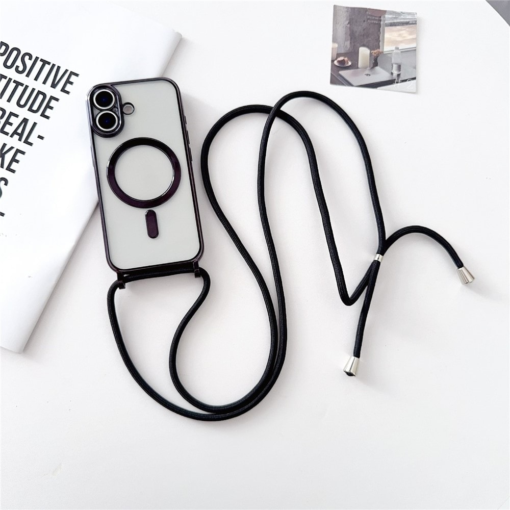 iPhone 17-etui med skulderrem, MagSafe-kompatibelt – svart