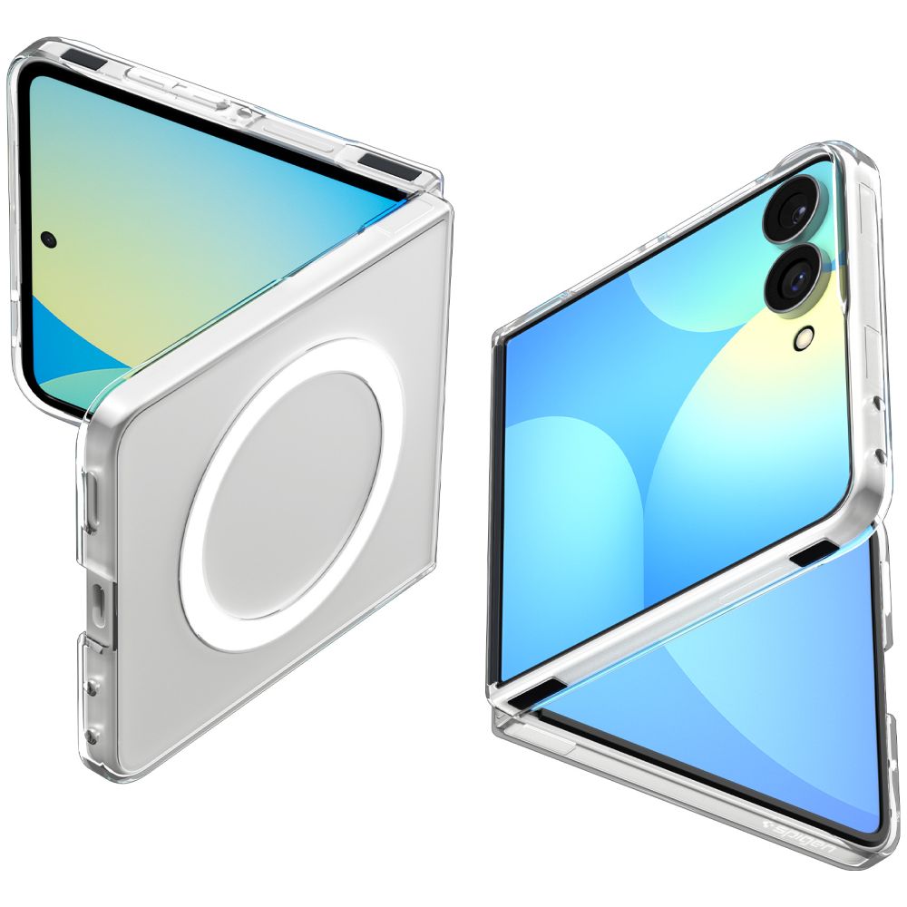 Spigen AirSkin MagFit-etui til Samsung Galaxy Z Flip 8 – gjennomsiktig og hvit