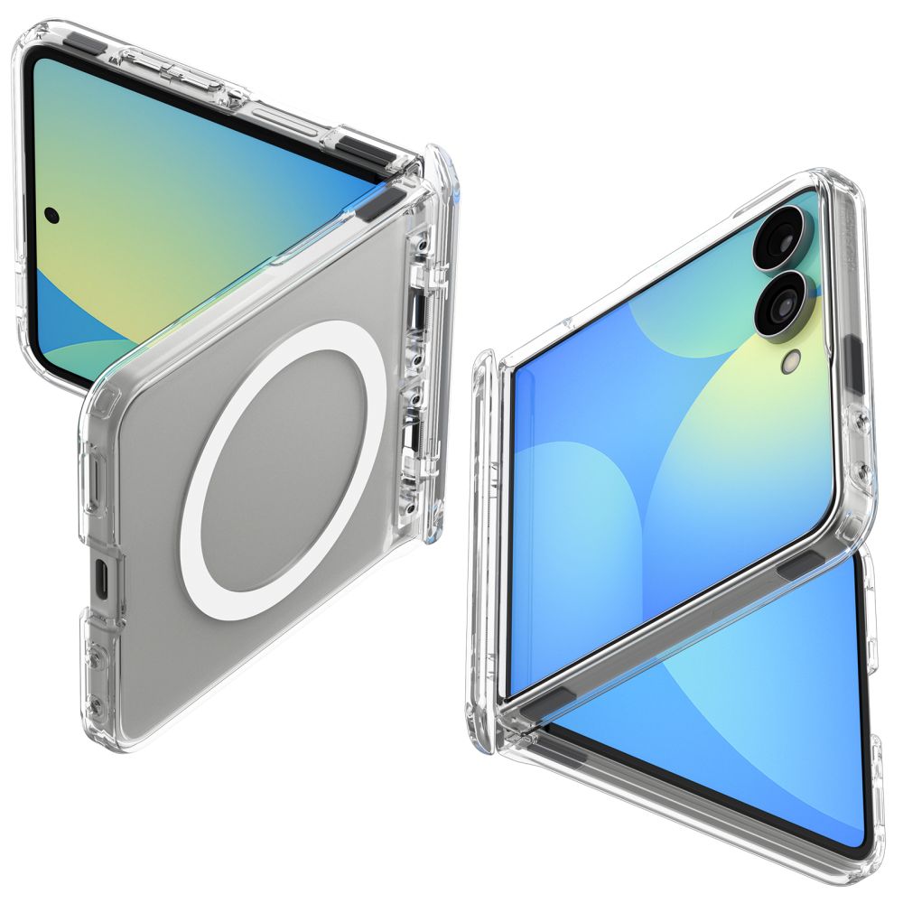 Spigen Ultra Hybrid Pro MagSafe-etui til Samsung Galaxy Z Flip 8 – gjennomsiktig og hvit