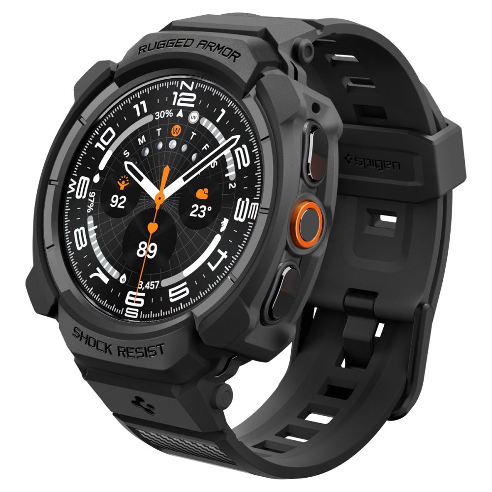 Spigen Rugged Armor Pro-etui med stropp til Samsung Galaxy Watch Ultra 2 2026 47 mm – matt svart