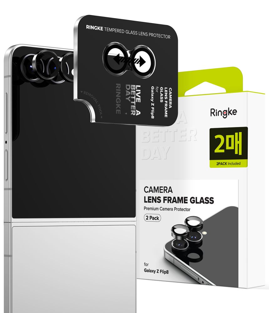 Ringke kamerarammebeskyttelse, 2-pakning til Samsung Galaxy Z Flip 8 – svart