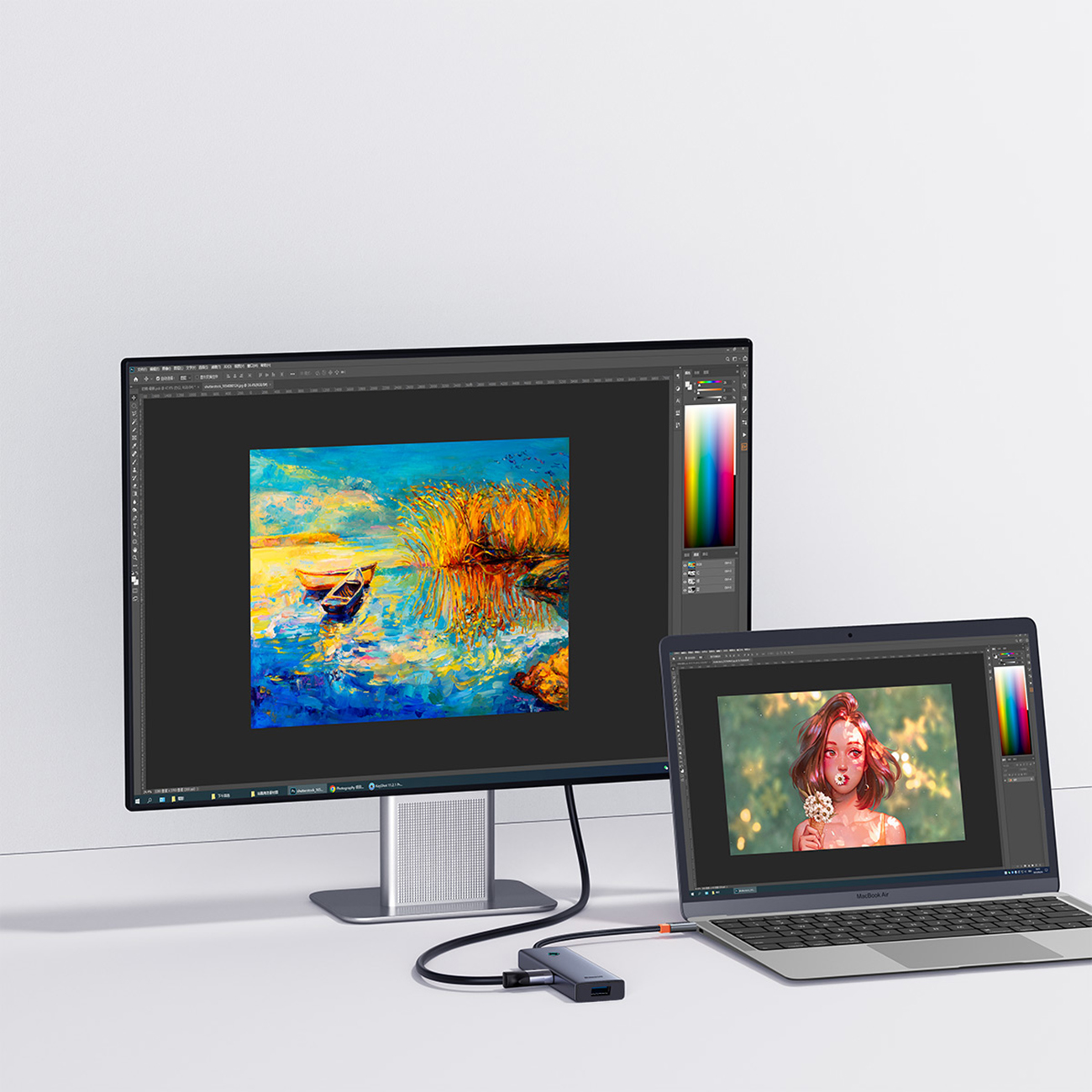 Baseus UltraJoy-serien 5-i-1 USB-C/HDMI 4K med 4 USB-A 3.0-porter – grå