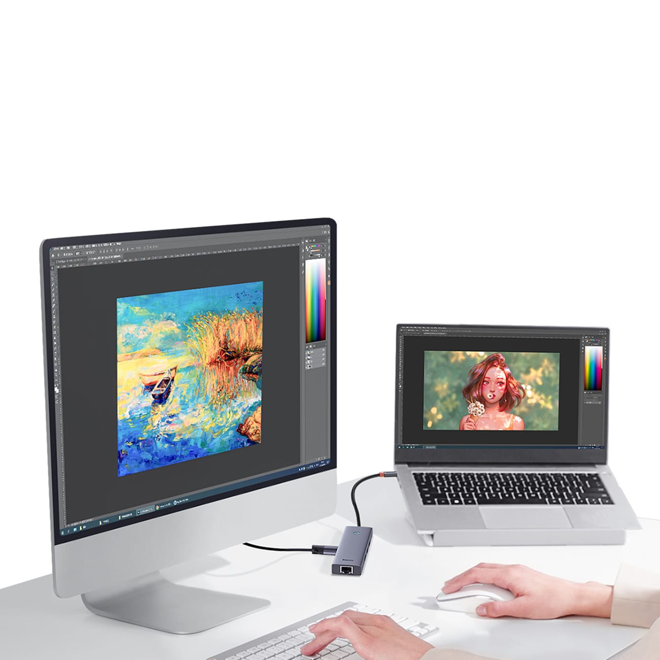 Baseus UltraJoy-serien 5-i-1 USB-C/HDMI 4K med 4 USB-A 3.0-porter – grå