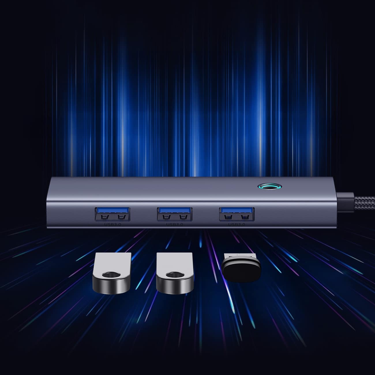Baseus UltraJoy-serien 5-i-1 USB-C/HDMI 4K med 4 USB-A 3.0-porter – grå
