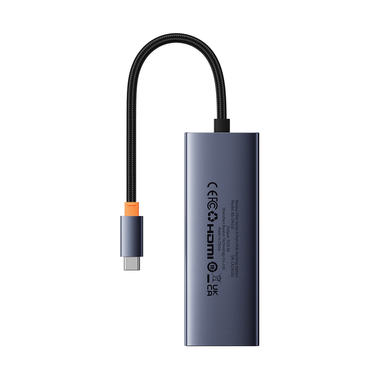 Baseus UltraJoy-serien 5-i-1 USB-C/HDMI 4K med 4 USB-A 3.0-porter – grå