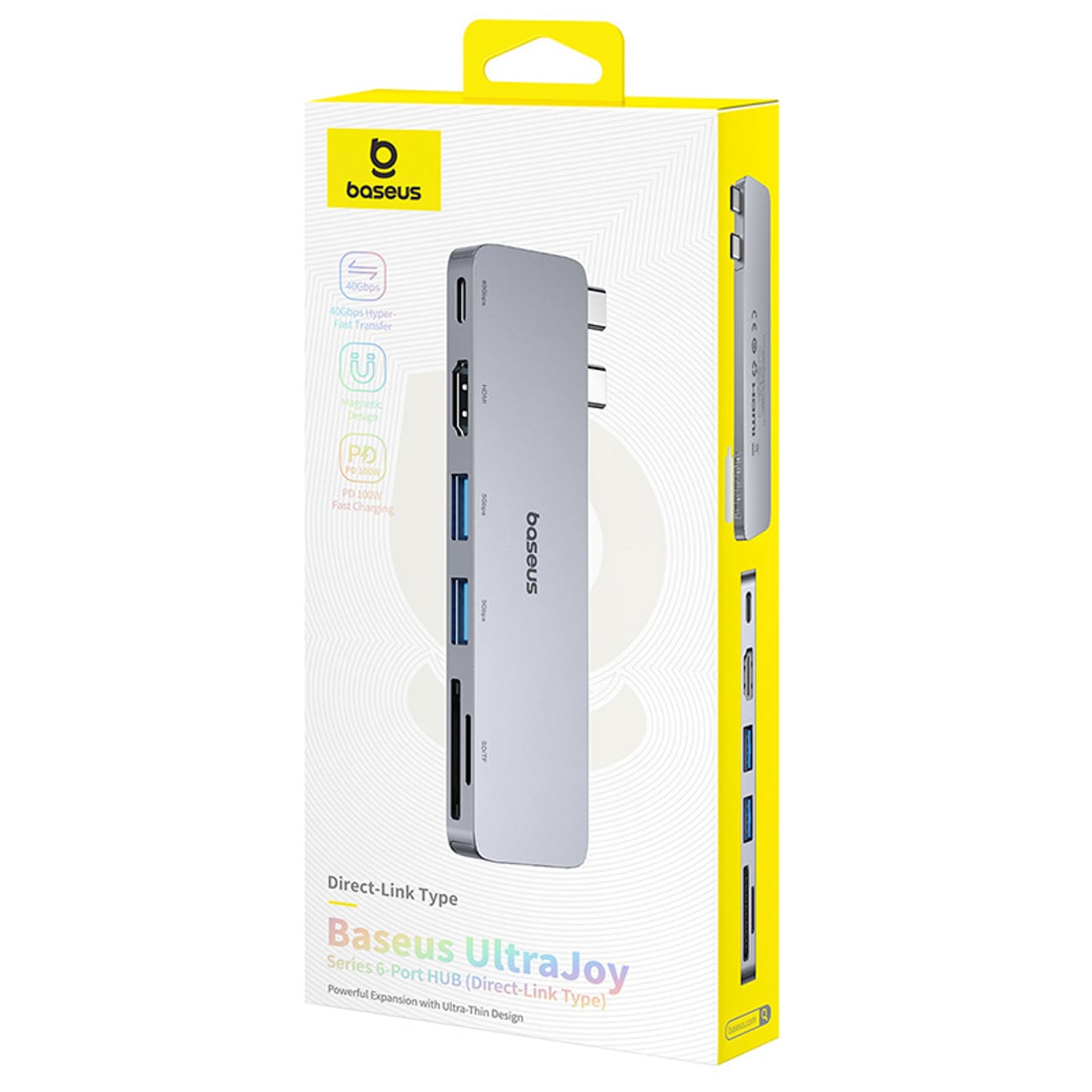 Baseus UltraJoy-serien 6-i-1 USB-C hub 40 Gb/s USB 3.0 HDMI 4K SD/microSD-kortleser – grå