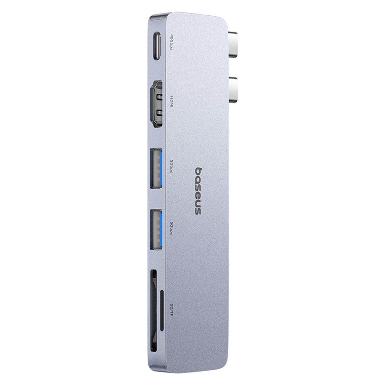 Baseus UltraJoy-serien 6-i-1 USB-C hub 40 Gb/s USB 3.0 HDMI 4K SD/microSD-kortleser – grå
