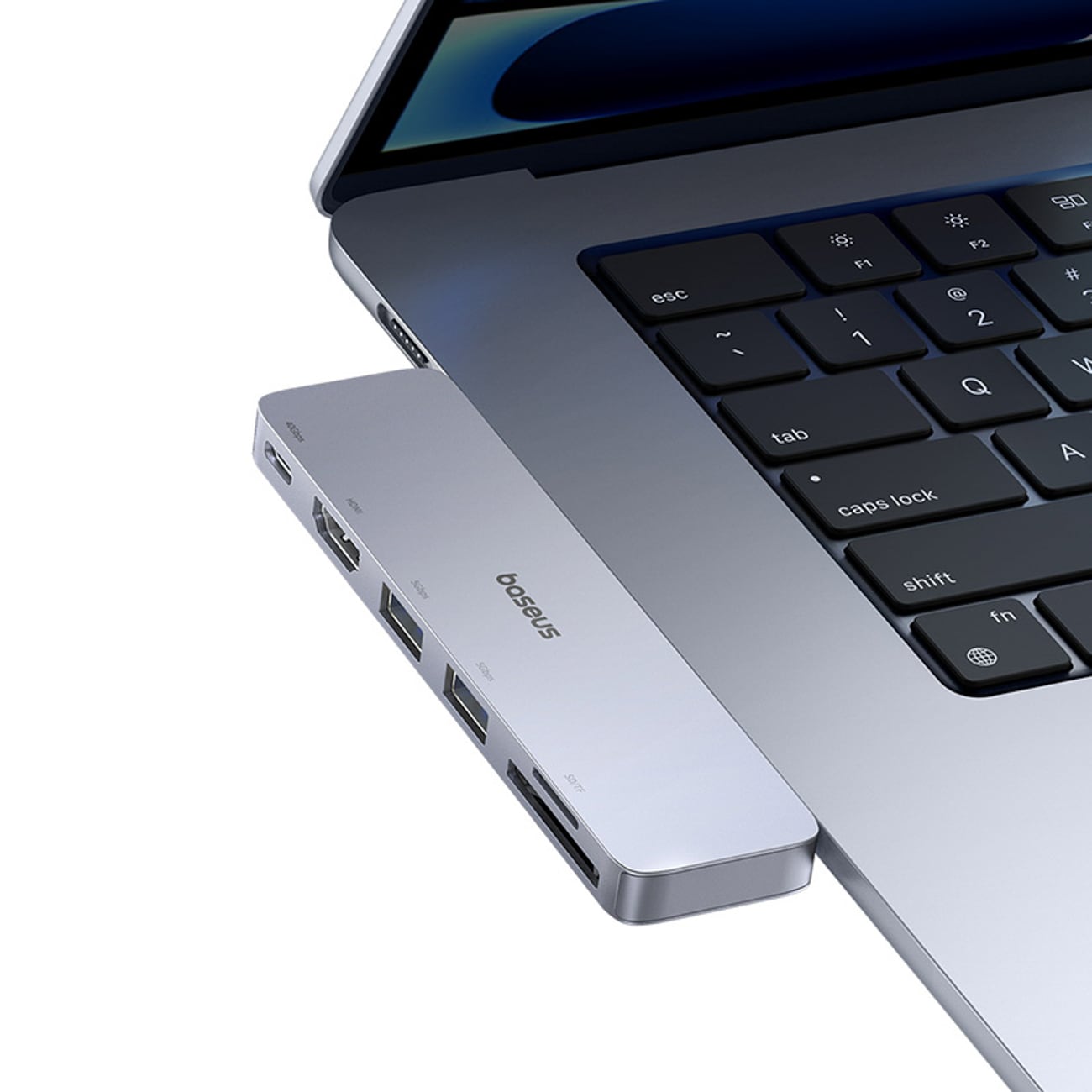 Baseus UltraJoy-serien 6-i-1 USB-C hub 40 Gb/s USB 3.0 HDMI 4K SD/microSD-kortleser – grå