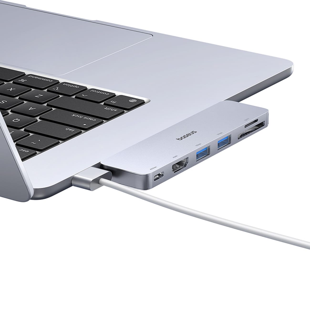 Baseus UltraJoy-serien 6-i-1 USB-C hub 40 Gb/s USB 3.0 HDMI 4K SD/microSD-kortleser – grå