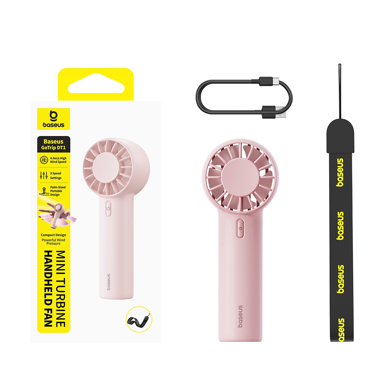 Baseus GoTrip DT1-vifte – rosa