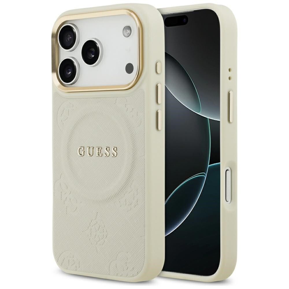 Guess Peony Hot Stamp MagSafe-etui til iPhone 17 Pro – beige