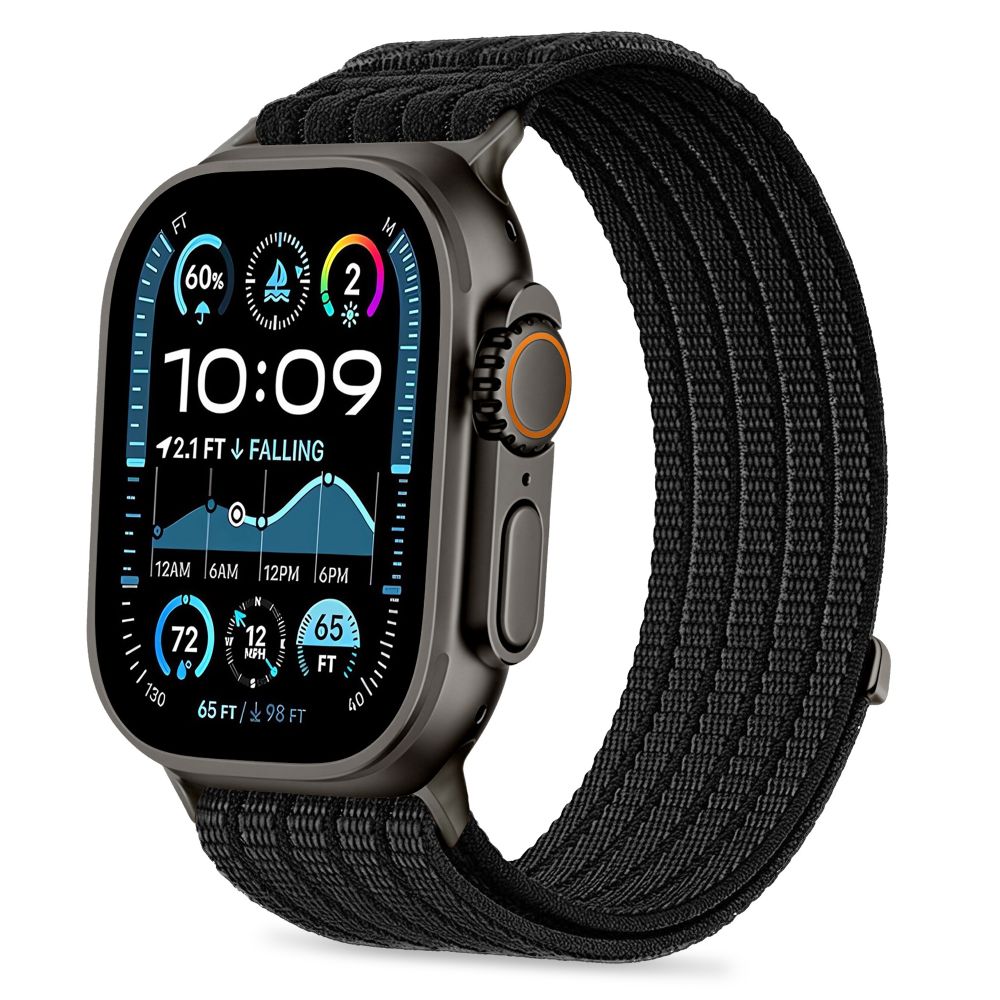 Tech-Protect nylon-sportarmbånd til Apple Watch 44 / 45 / 46 / 49 mm – svart