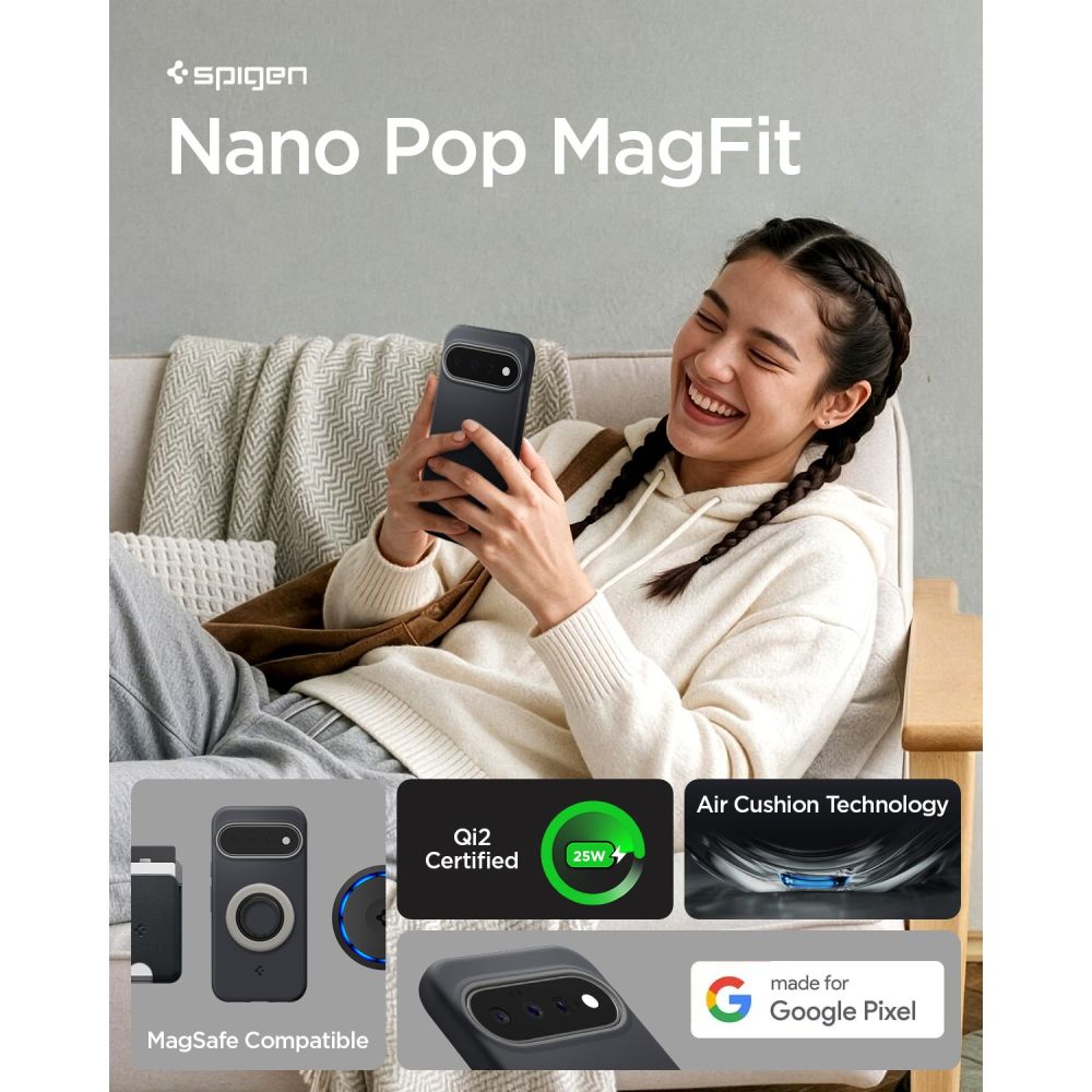 Spigen Nano Pop MagSafe-etui til Google Pixel 11 – svart og grått
