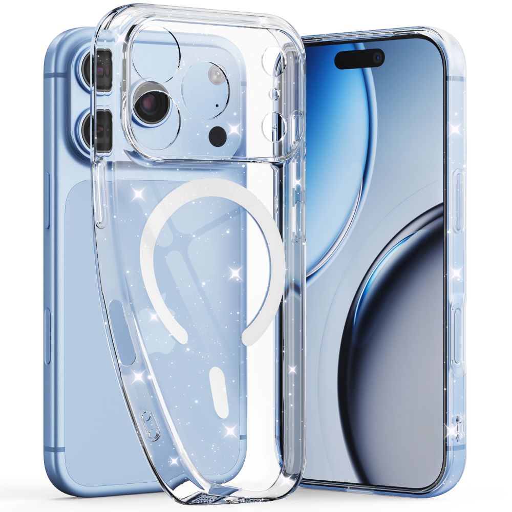Tech-Protect FlexAir MagSafe-etui til iPhone 17 Pro / 18 Pro – gjennomsiktig med glitter