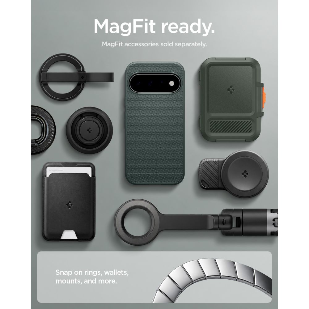 Spigen Liquid Air Mag MagSafe-etui til Google Pixel 11 – mørkegrønn