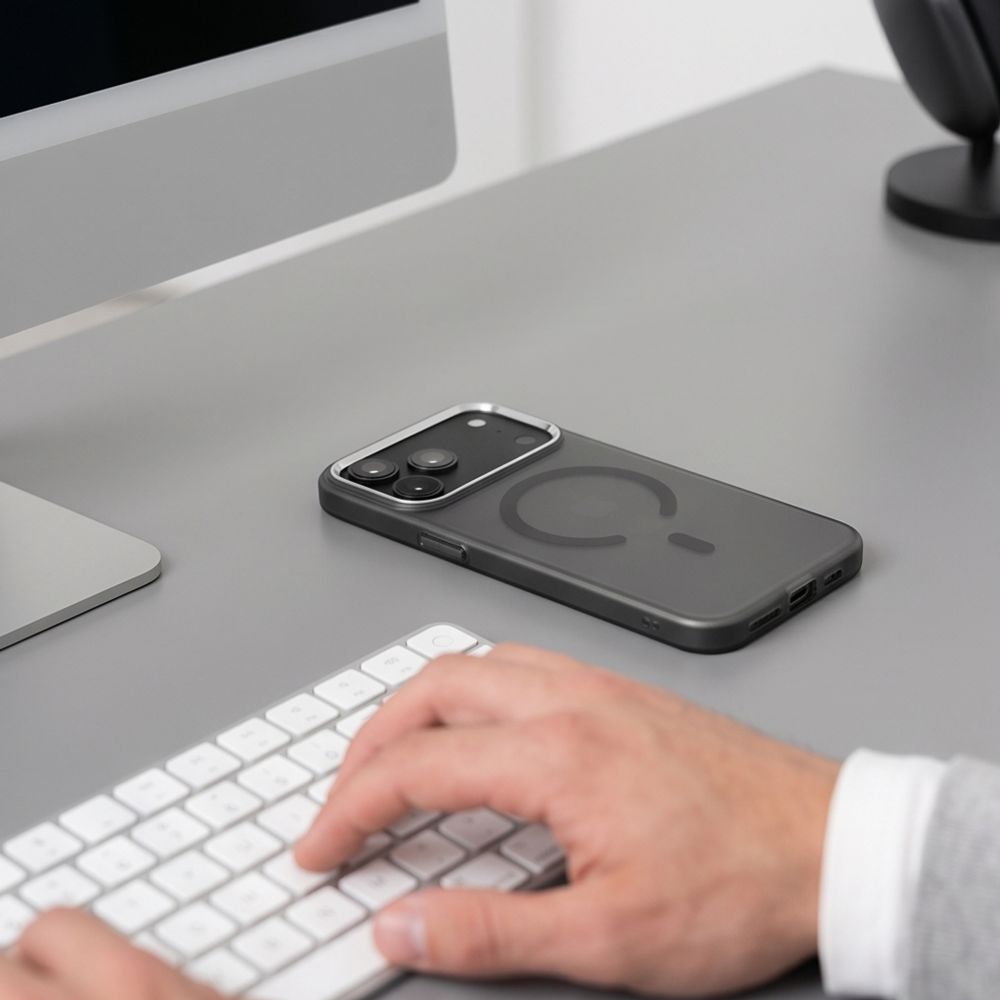 Tech-Protect MagZero MagSafe-etui til iPhone 17 Pro / 18 Pro – gennemskinnelig, matt svart