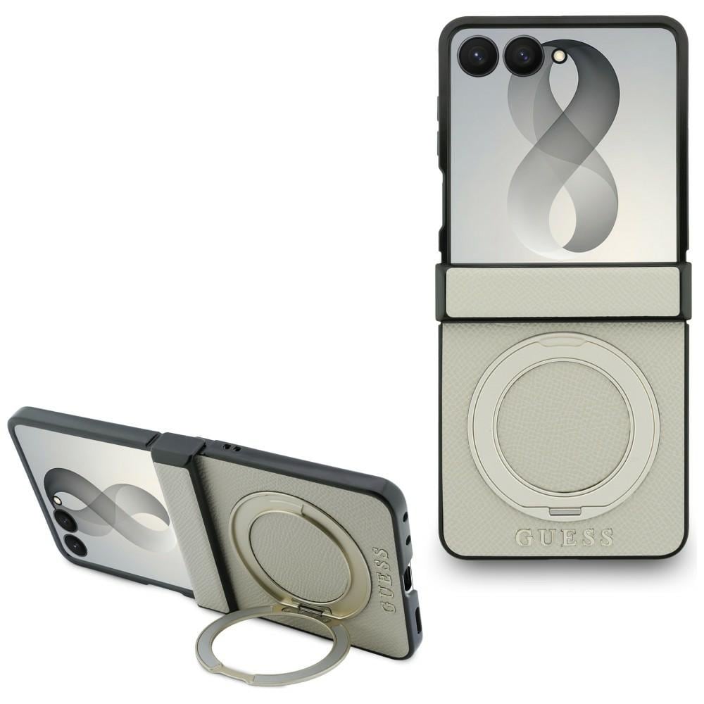 Guess magnetisk ringstativ, «Classic Logo» MagSafe-etui til Samsung Galaxy Z Flip 8 – beige