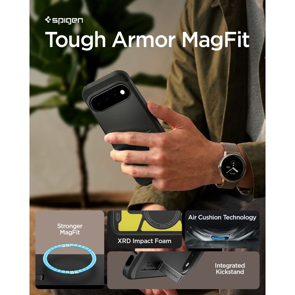 Spigen Tough Armor Mag MagSafe-etui til Google Pixel 11 – svart