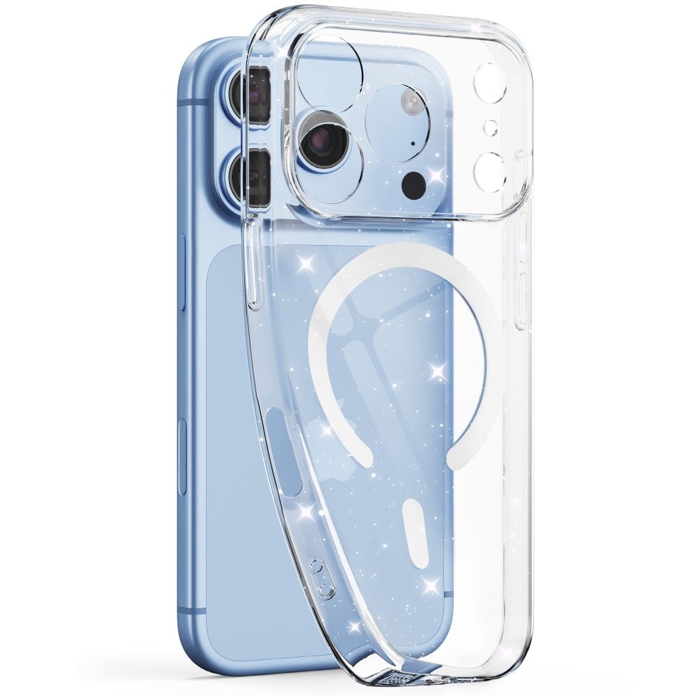 Tech-Protect FlexAir MagSafe-etui til iPhone 17 Pro Max / 18 Pro Max – gjennomsiktig med glitter