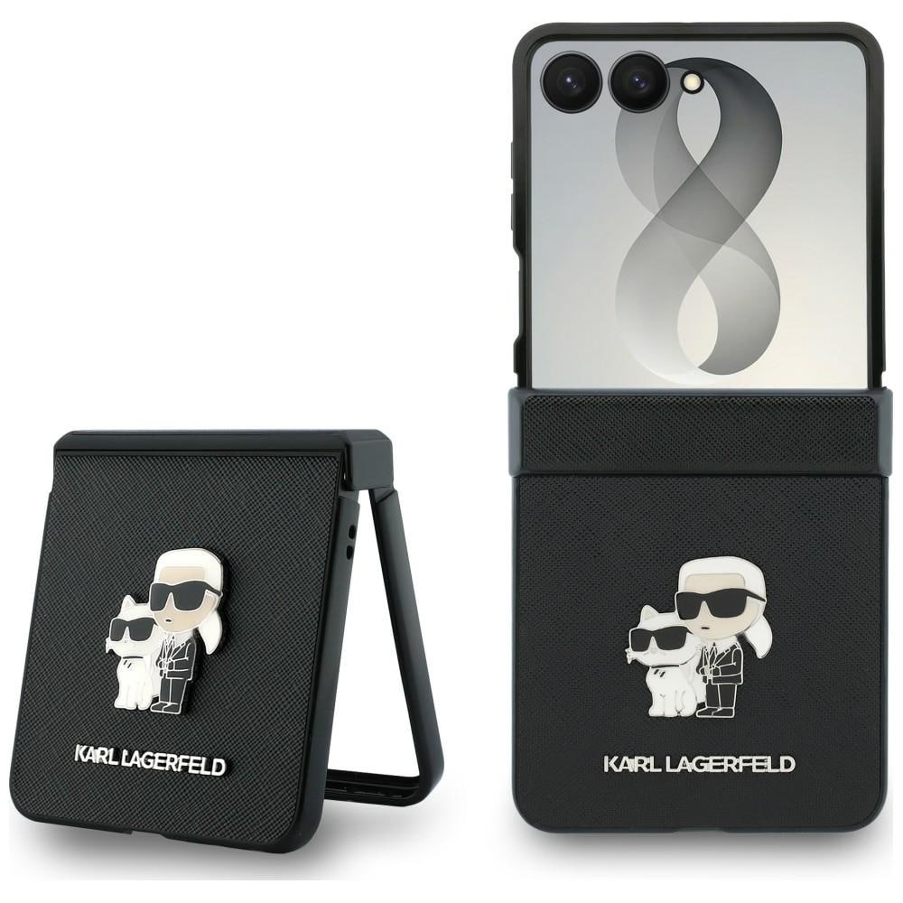 Karl Lagerfeld Karl&Choupette Saffiano-etui med nåler til Samsung Galaxy Z Flip 8 – svart
