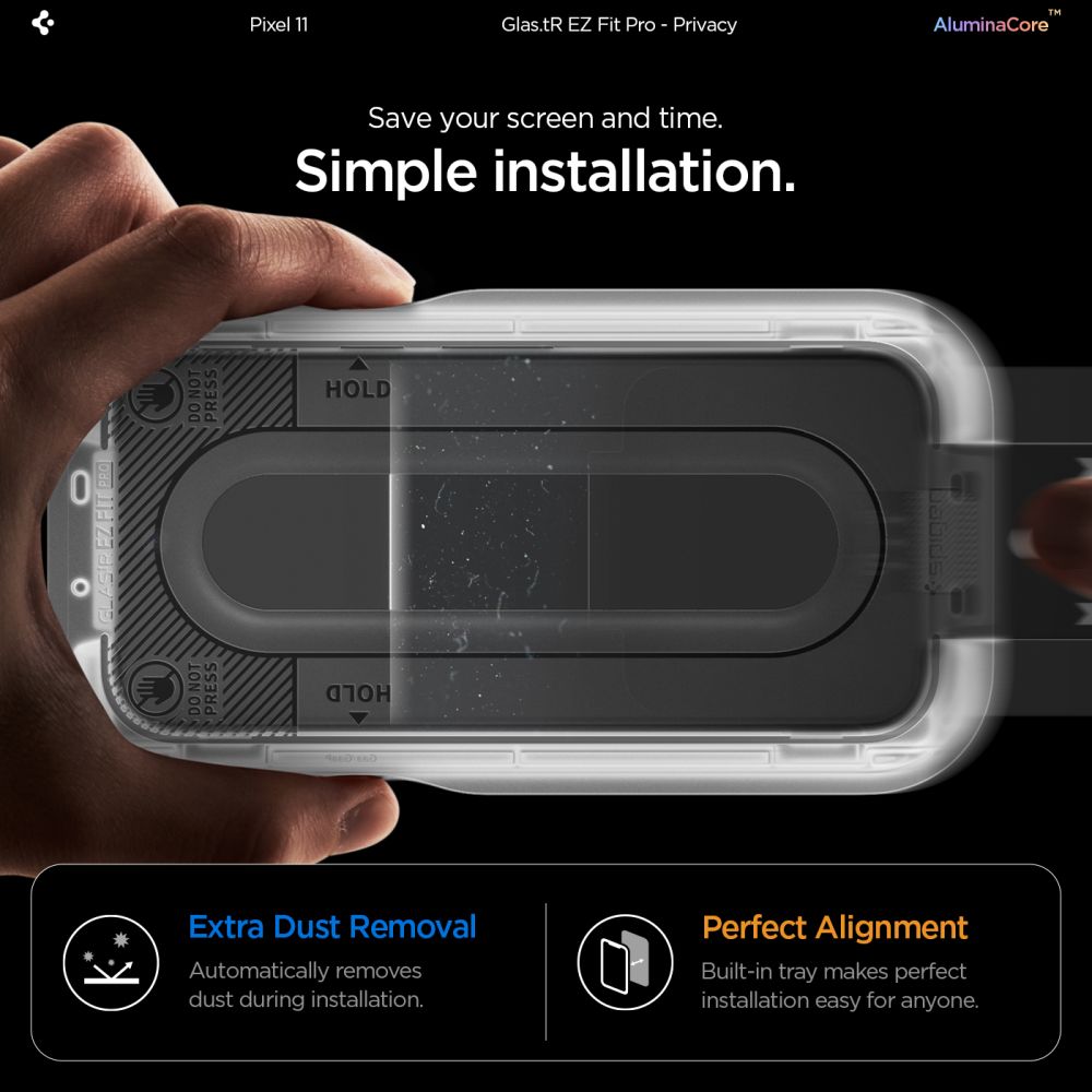 Spigen Glas.tR EZ Fit Pro HD, 2-pakk med personvernbeskyttet herdet glass til Google Pixel 10/11