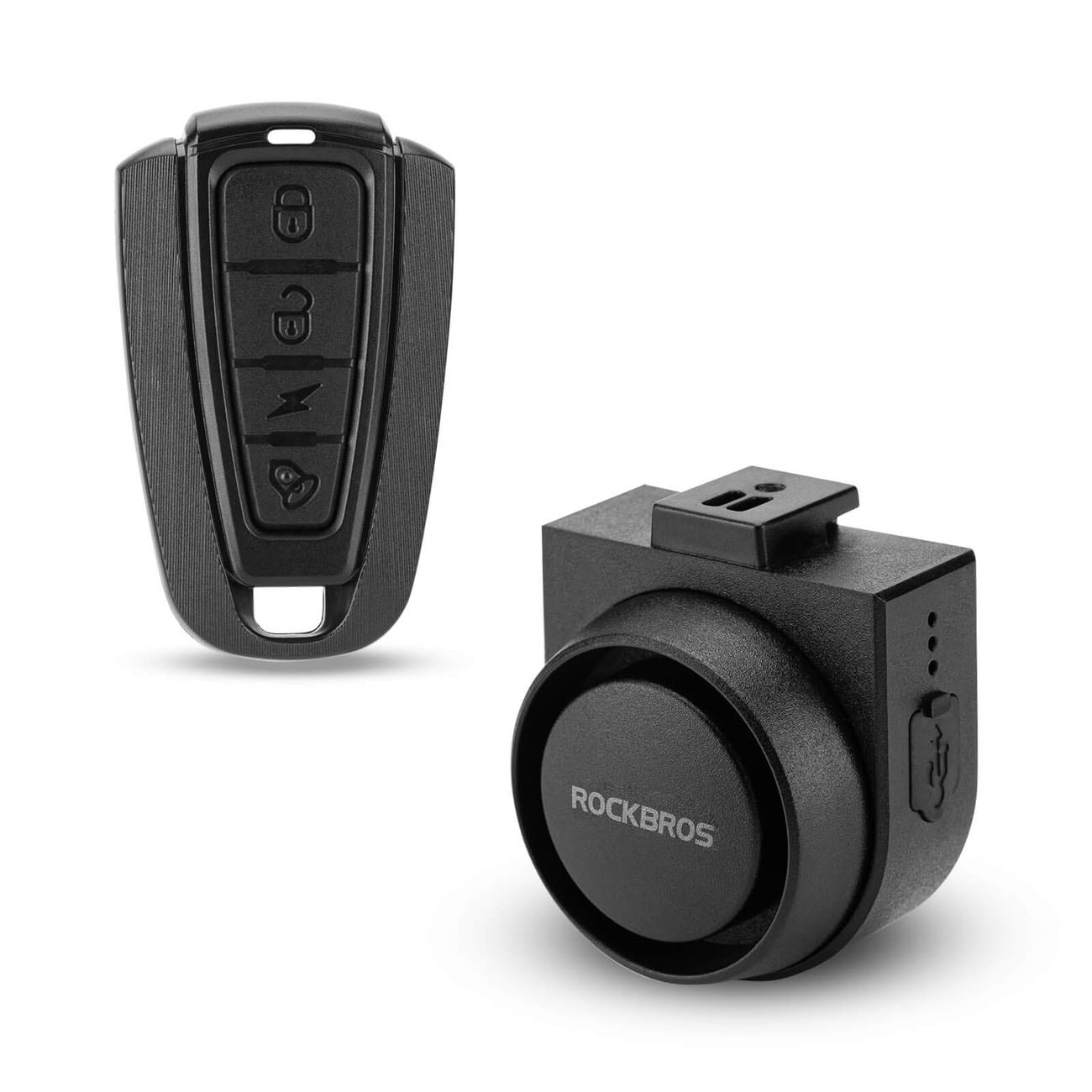 Rockbros A2 sykkelklokke med 115 dB alarm og USB-C-fjernkontroll – svart