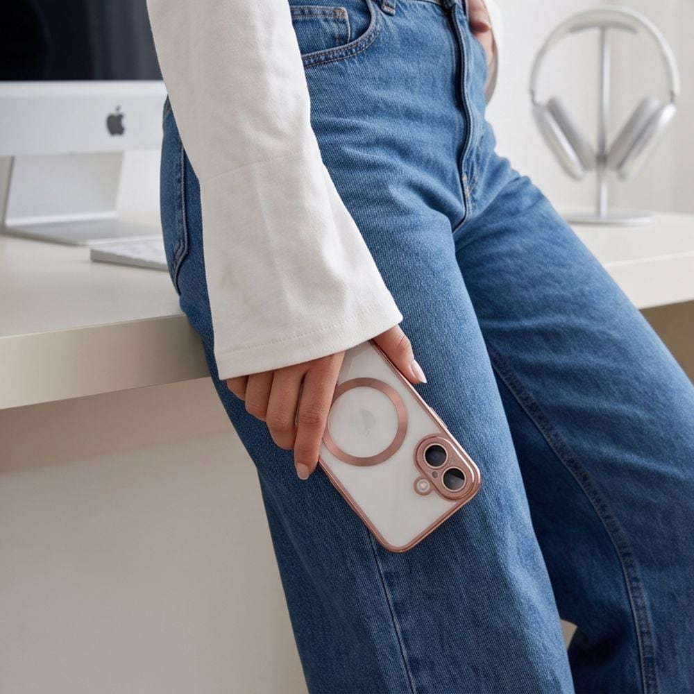 Tech-Protect MagFlex-etui til iPhone 17 – gjennomsiktig rosa