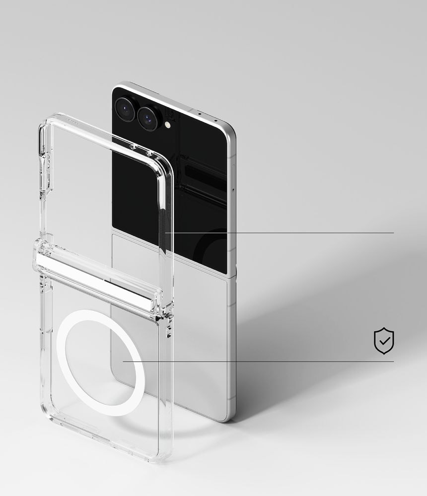 Ringke Fusion Flap magnetisk MagSafe-etui til Samsung Galaxy Z Flip 8 – gjennomsiktig