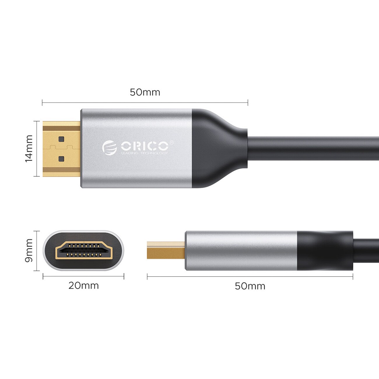 Orico H8Y1 HDMI 2.1 8K 60 Hz HDMI-kabel 1 m – svart