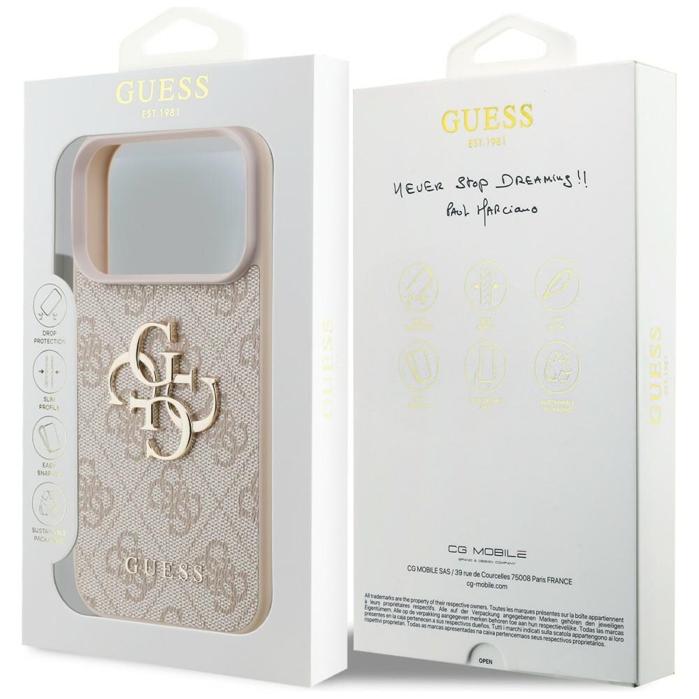 Guess 4G-etui med stort logo for iPhone 17 Pro / 18 Pro – Rosa