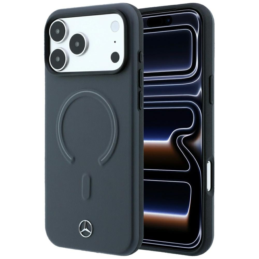 Mercedes 3D MagSafe-etui i skinn til iPhone 18 Pro Max / 17 Pro Max – antrasitt