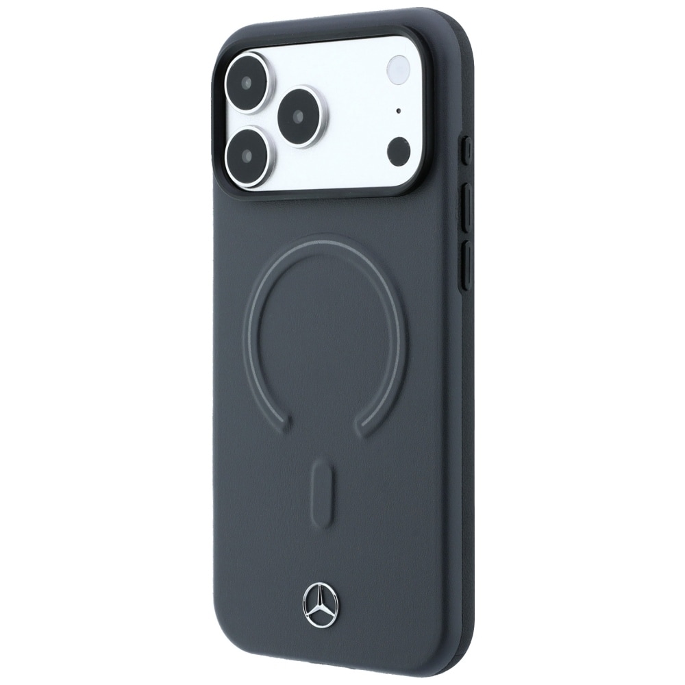 Mercedes 3D MagSafe-etui i skinn til iPhone 18 Pro Max / 17 Pro Max – antrasitt