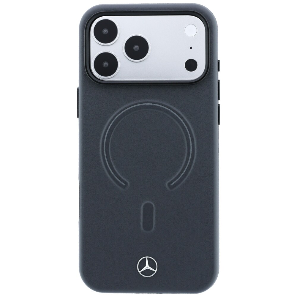Mercedes 3D MagSafe-etui i skinn til iPhone 18 Pro Max / 17 Pro Max – antrasitt