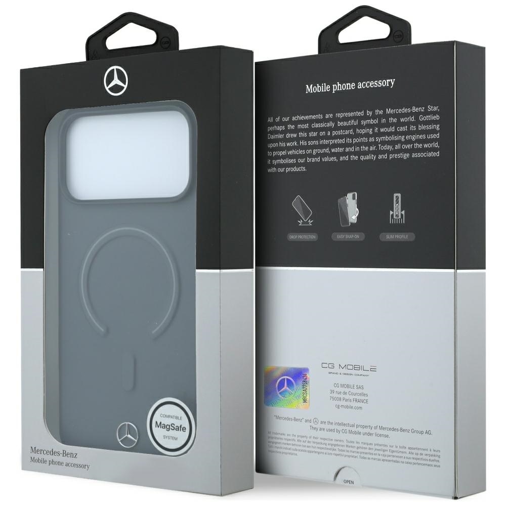 Mercedes 3D MagSafe-etui i skinn til iPhone 18 Pro Max / 17 Pro Max – antrasitt